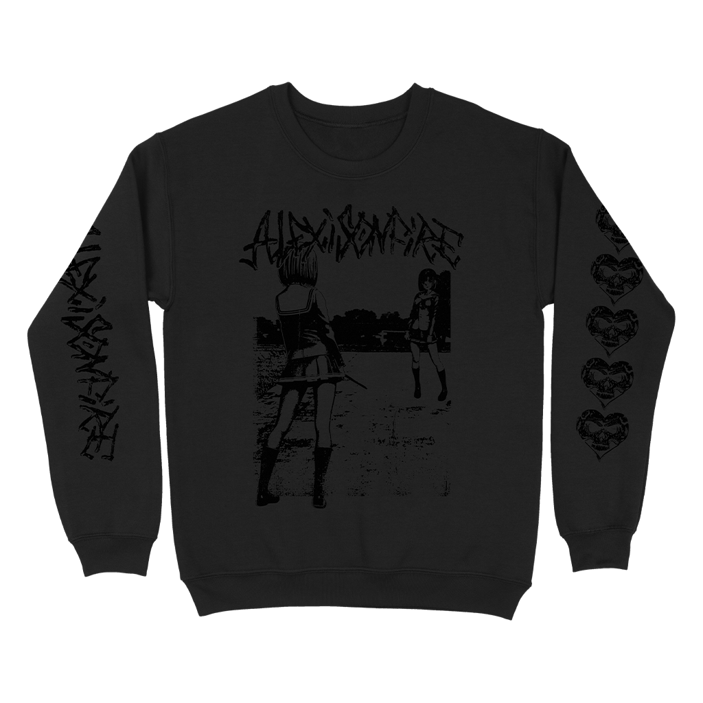 Black on Black Anime Crewneck Sweatshirt