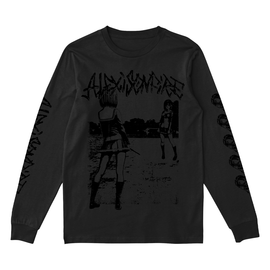 Black-on-Black Anime Knife Fight Longsleeve T-Shirt